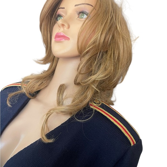 Vintage St. John by Marie grey Women's Navy Blue/red/gold cardigan size 10 - Picture 7 of 13